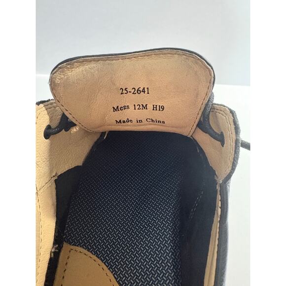 J&M Men’s Black Leather Lace-Up Shoes Size 12M Sheepskin Lined Comfort Sole